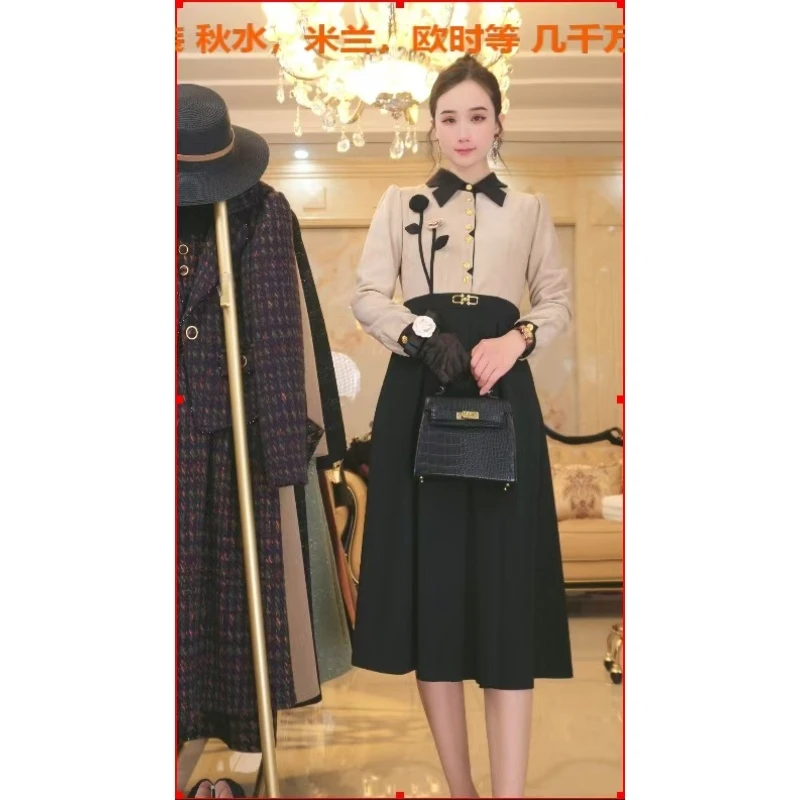 （现货）H1108冬季季新款高级感通勤气质连衣裙