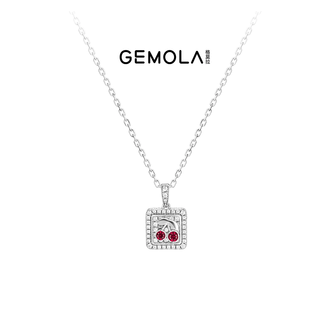 GEMOLA/格莫拉 坠链均925银合成锆石 叛逆千金风小众樱桃方糖项链