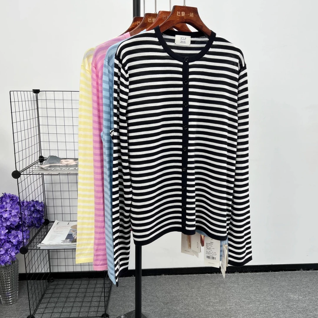 巴黎一站【缪系海军条纹衫】早秋薄款羊毛针织开衫+长袖上衣