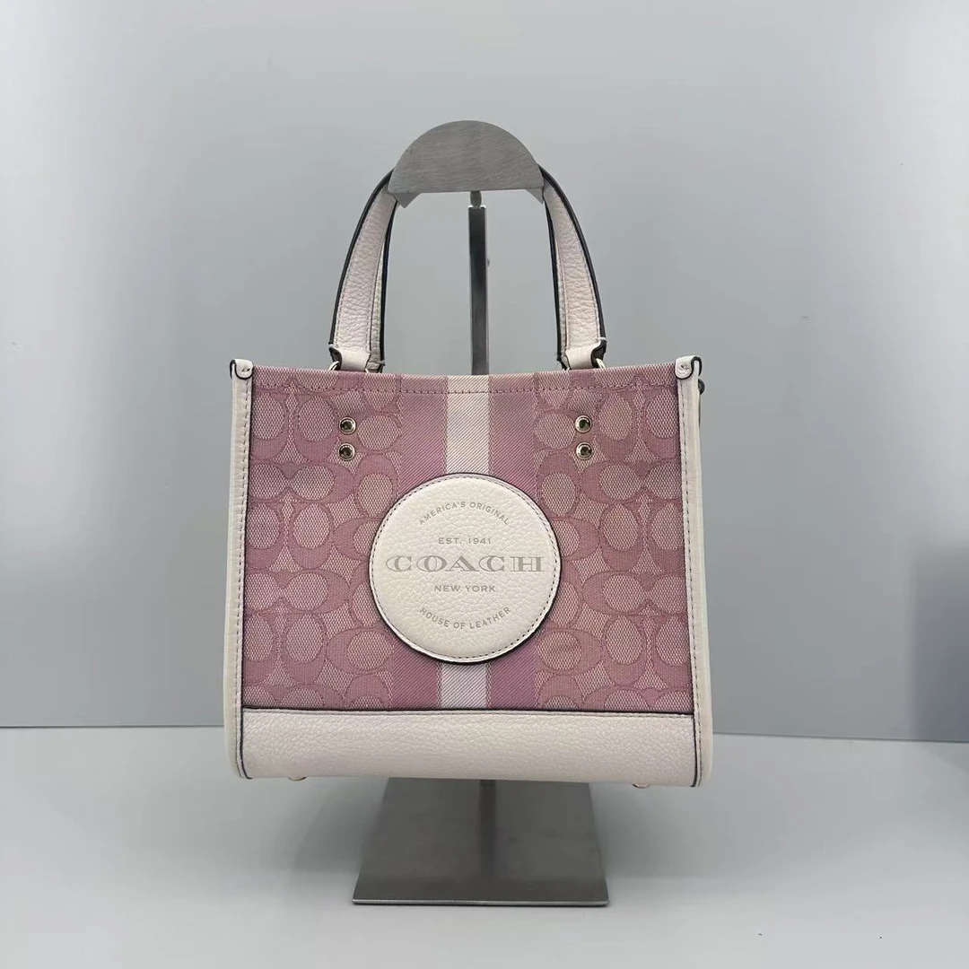 95新 COACH/蔻驰 fdempsey22粉老花小方托22*20*11cmM061504
