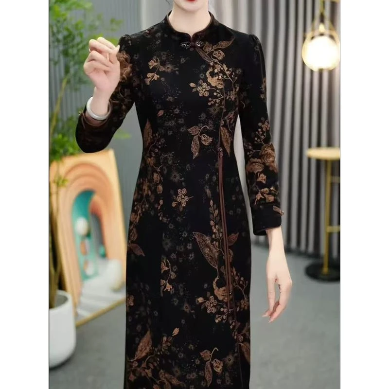 春季改良旗袍连衣裙2025旗袍裙新款气质妈妈国风显瘦裙子妈妈装