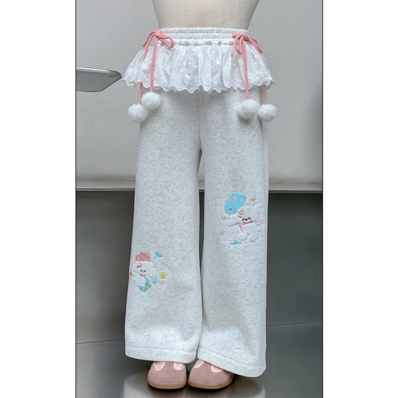 女童裤子秋冬款2025新款洋气儿童冬装加绒加厚女孩冬季阔腿裤7921