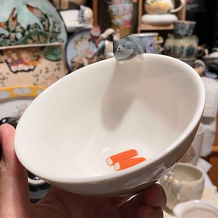 搪瓷猫咪米饭碗………