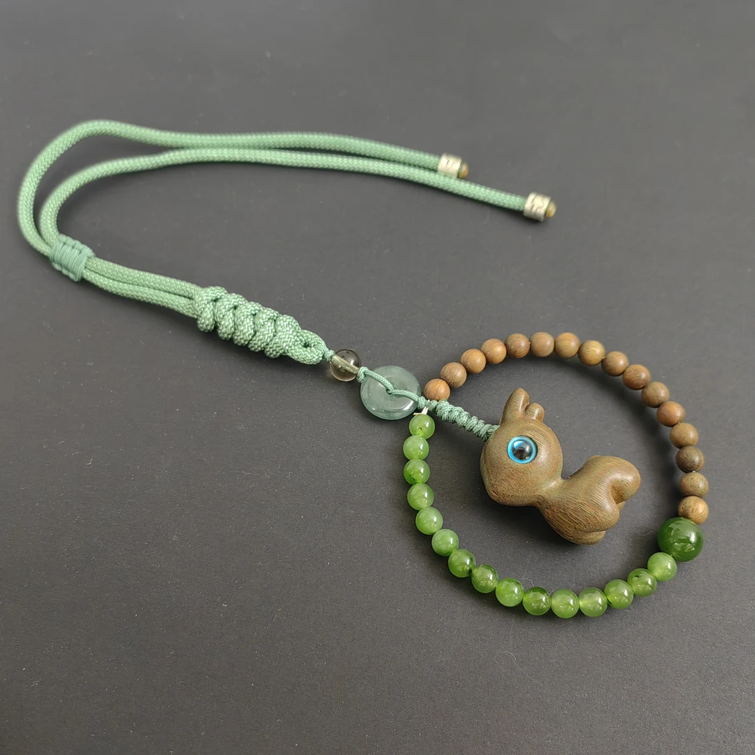 链挂饰汽车后视镜包包挂件和田玉碧玉好奇阿吉原创小众设计