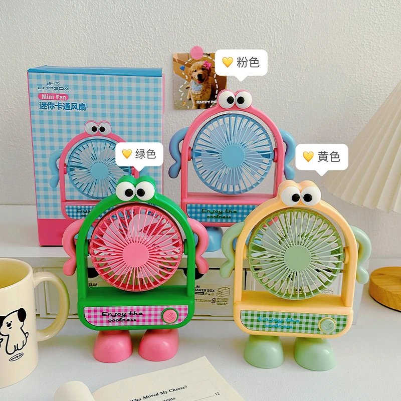 大眼怪兽桌面风扇女生夏天usb充电台式扇大风力静音小型搞怪风扇