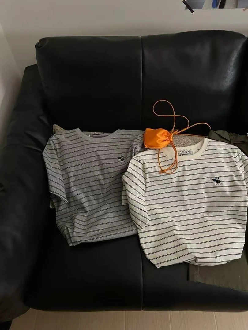 Uncle Be#卡通米奇刺绣条纹百搭短袖T#9908【福福】