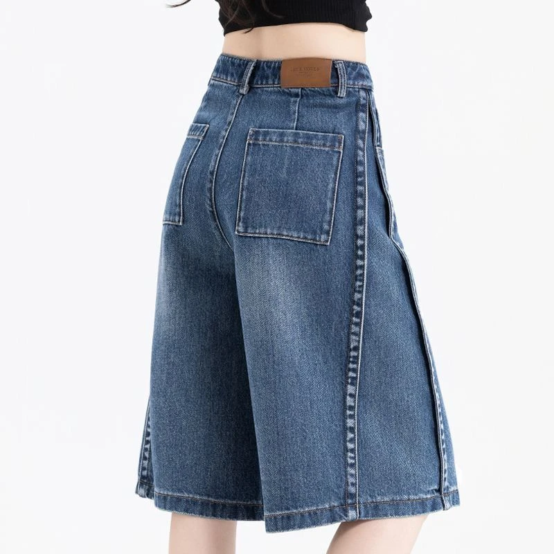 2025年夏季新款薄款高腰小个子牛仔裤女宽松直筒新款六分显瘦中裤