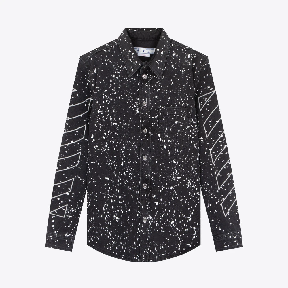 OFF WHITE印花翻领男休闲长袖上衣衬衫衬衣OMYD027F22DEN0011001