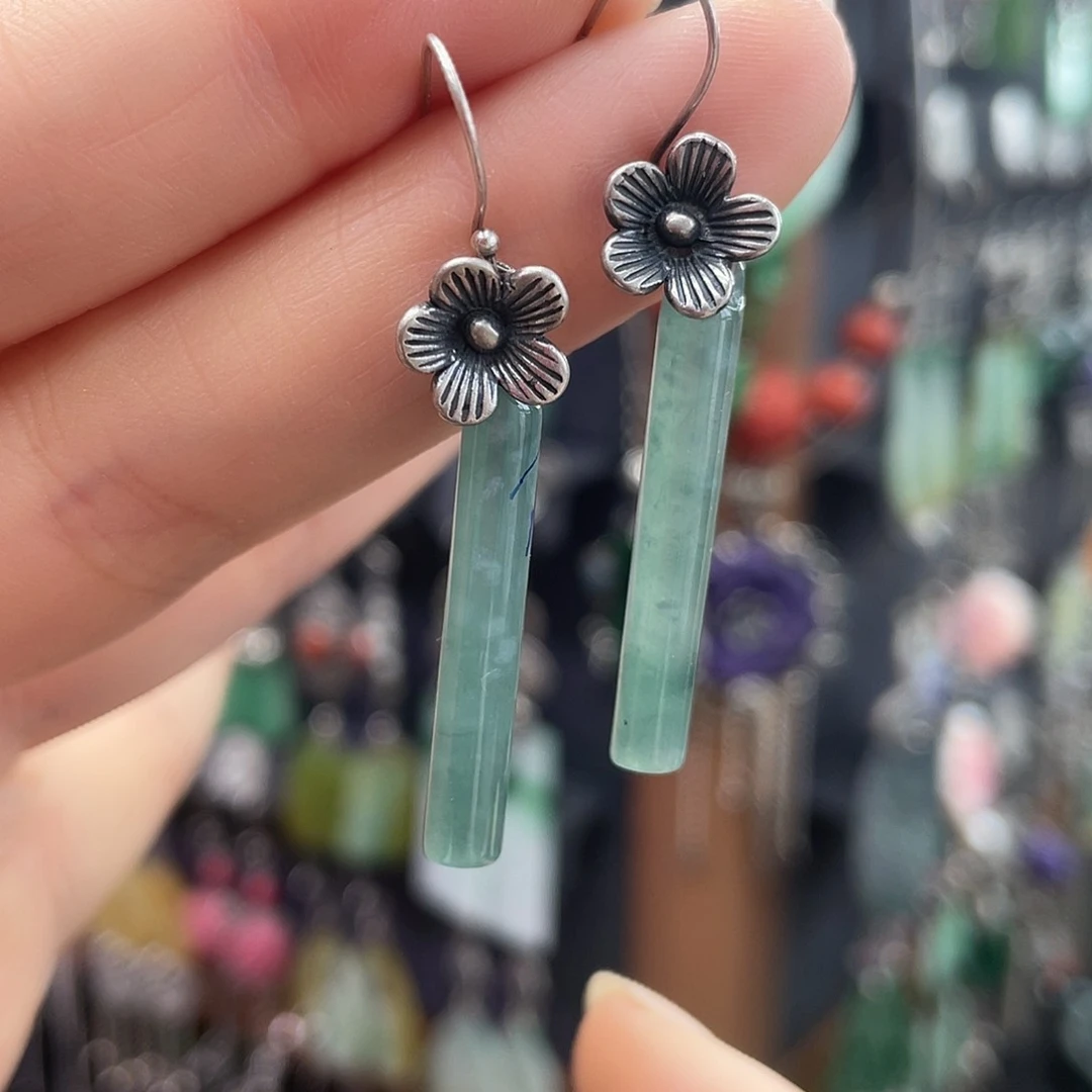 翡翠银S925镶嵌耳饰902ghhhh