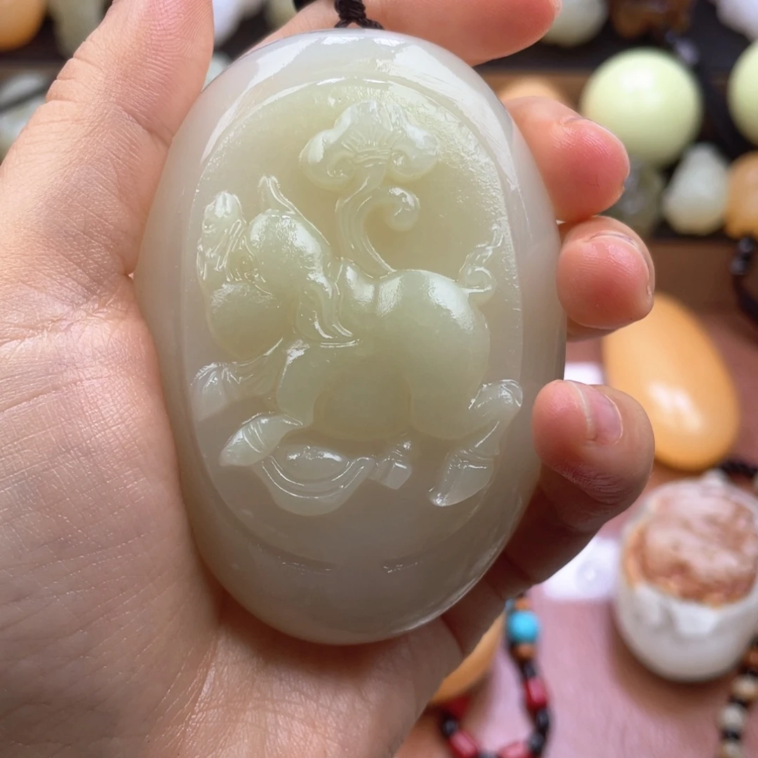 小****石材天然古青石手把件