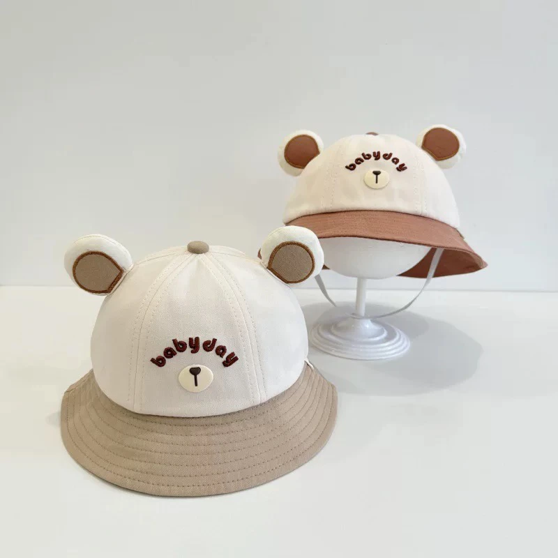 平檐卡通宽檐休闲风圆顶短檐帽子韩版遮阳帽男童