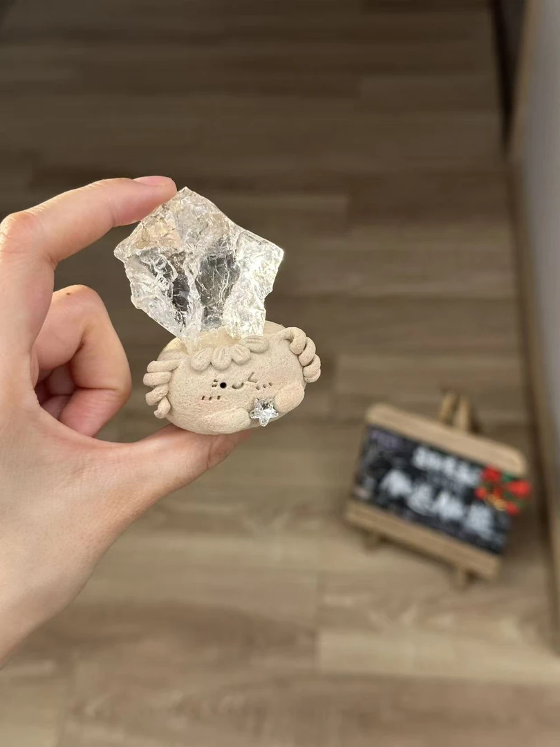 水晶小豆丁可爱白水原石