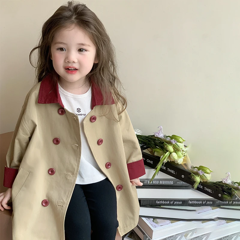 女童外套春秋款2025新款韩版儿童风衣中长款女宝宝春装洋气衣服潮