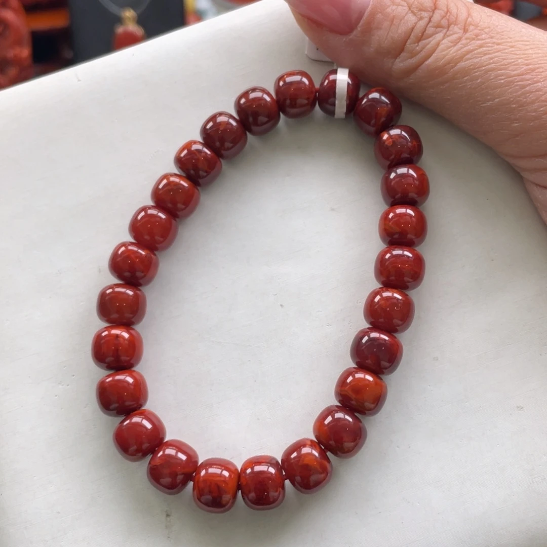南红玛瑙未镶嵌川料南红牛血红老邢单圈9+mm