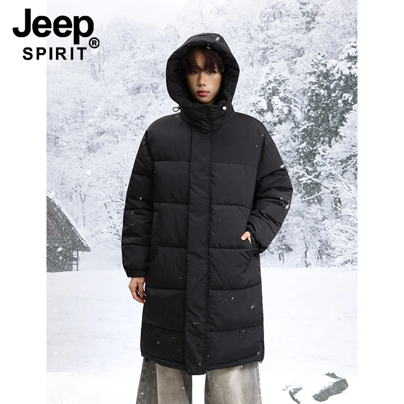 JEEPSPIRIT吉普加厚长款棉服男女款冬季过膝防风保暖大码运动外套