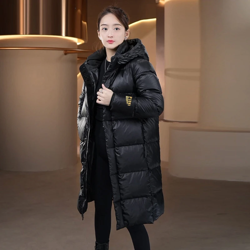 你好鹅2025新款羽绒服女中长款加厚百搭连帽男女同款保暖宽松外套