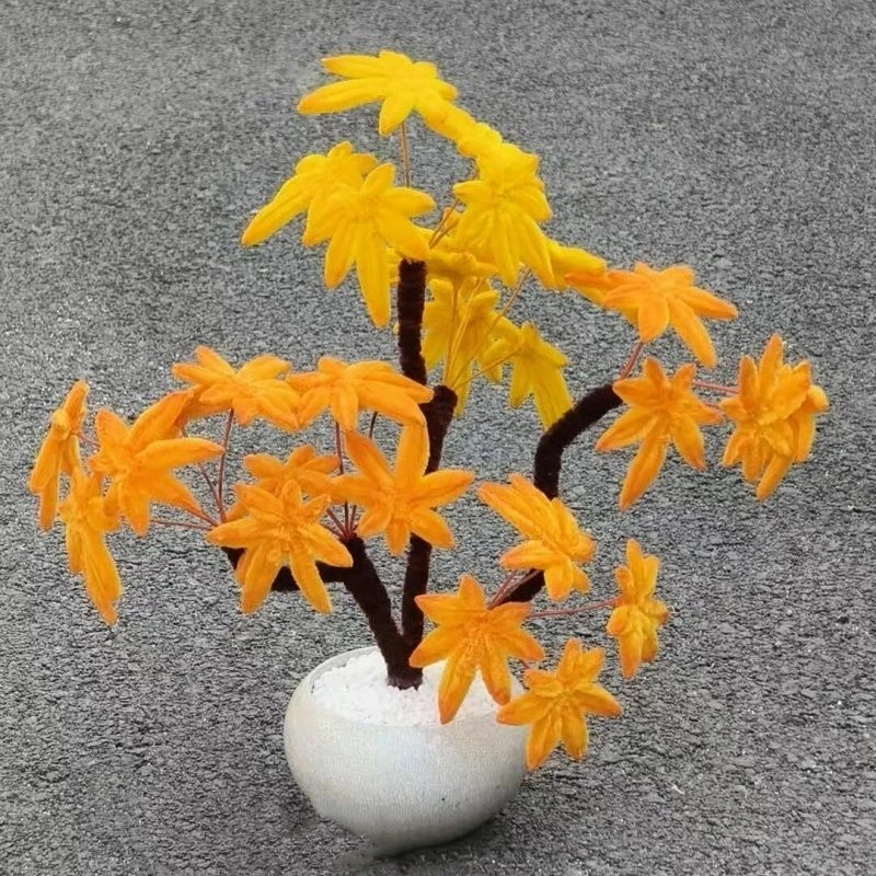 仿真扭扭棒枫叶盆栽DIY材料包可作桌面摆件送女生老师