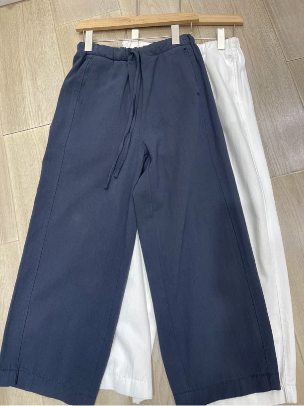 【大欣家】2515「抽绳竖口袋」韩系遮胯显瘦休闲百搭直筒裤