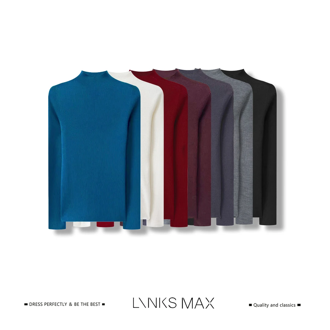 Links Max【高宥惠专属】高支极简无缝一体羊毛立领修身针织衫47055