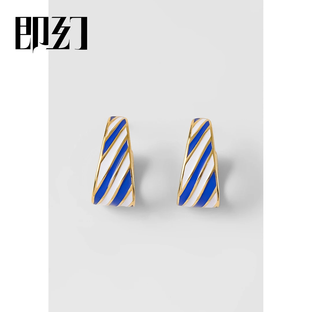 即幻 铜合金耳饰 欧美职场风不规则耳环时尚OL气质滴釉耳环 10071