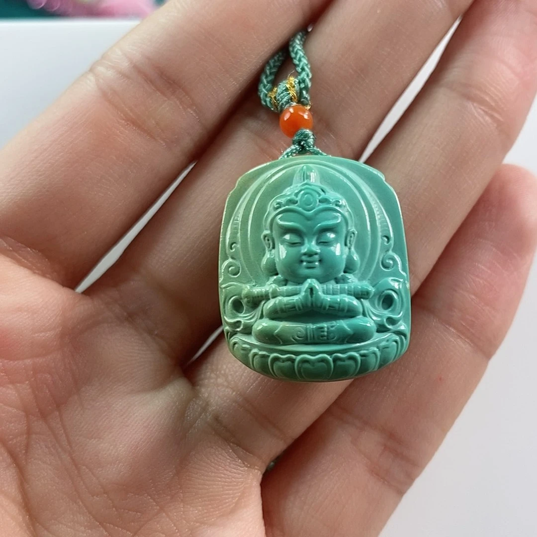 绿松石珠宝奇石未镶嵌韦驮菩萨