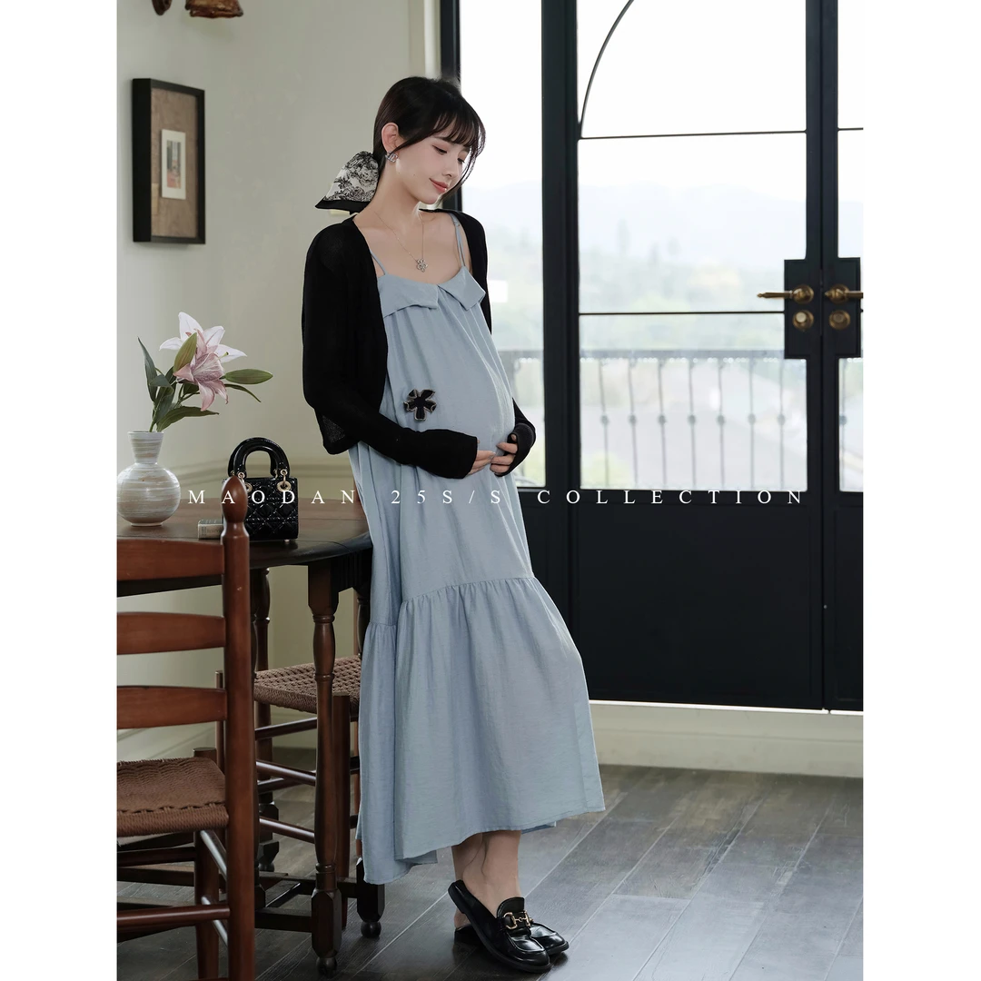 maodan/猫单清仓【雾里繁花】孕妇装春夏装时尚长款吊带裙2025新款
