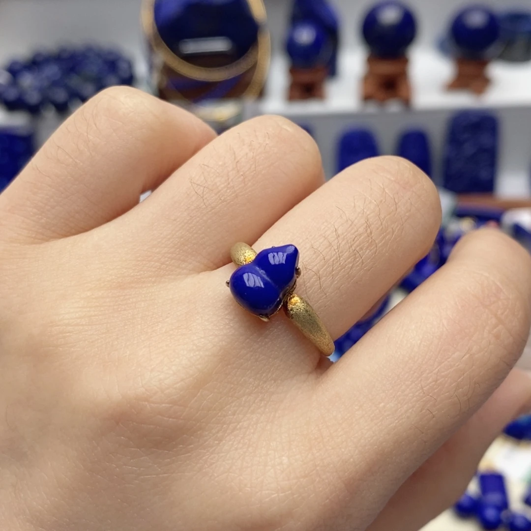 青金石银S925镀金镶嵌戒指