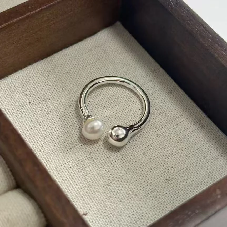 非金属戒指 优雅轻奢百搭开口珍珠戒指#SSE252