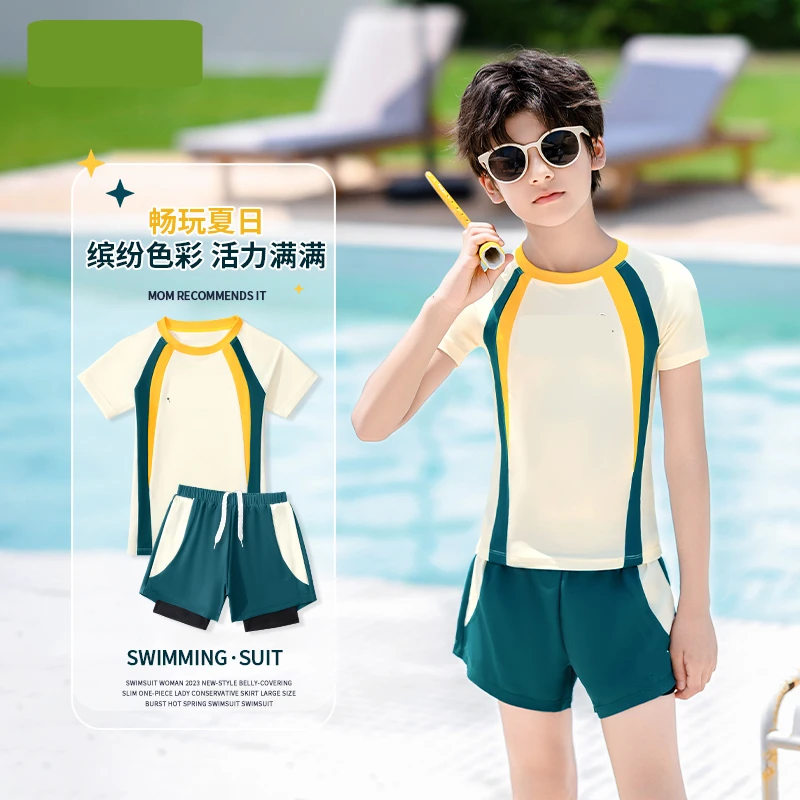 34191HZ儿童泳衣男童分体2024新款夏青少年中大童男孩游泳裤防晒