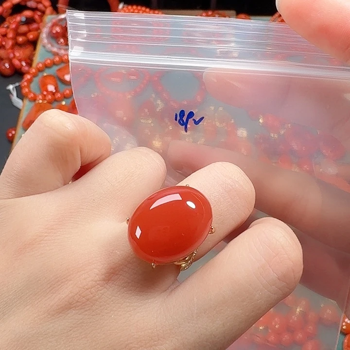 南红玛瑙银S925镶嵌戒指