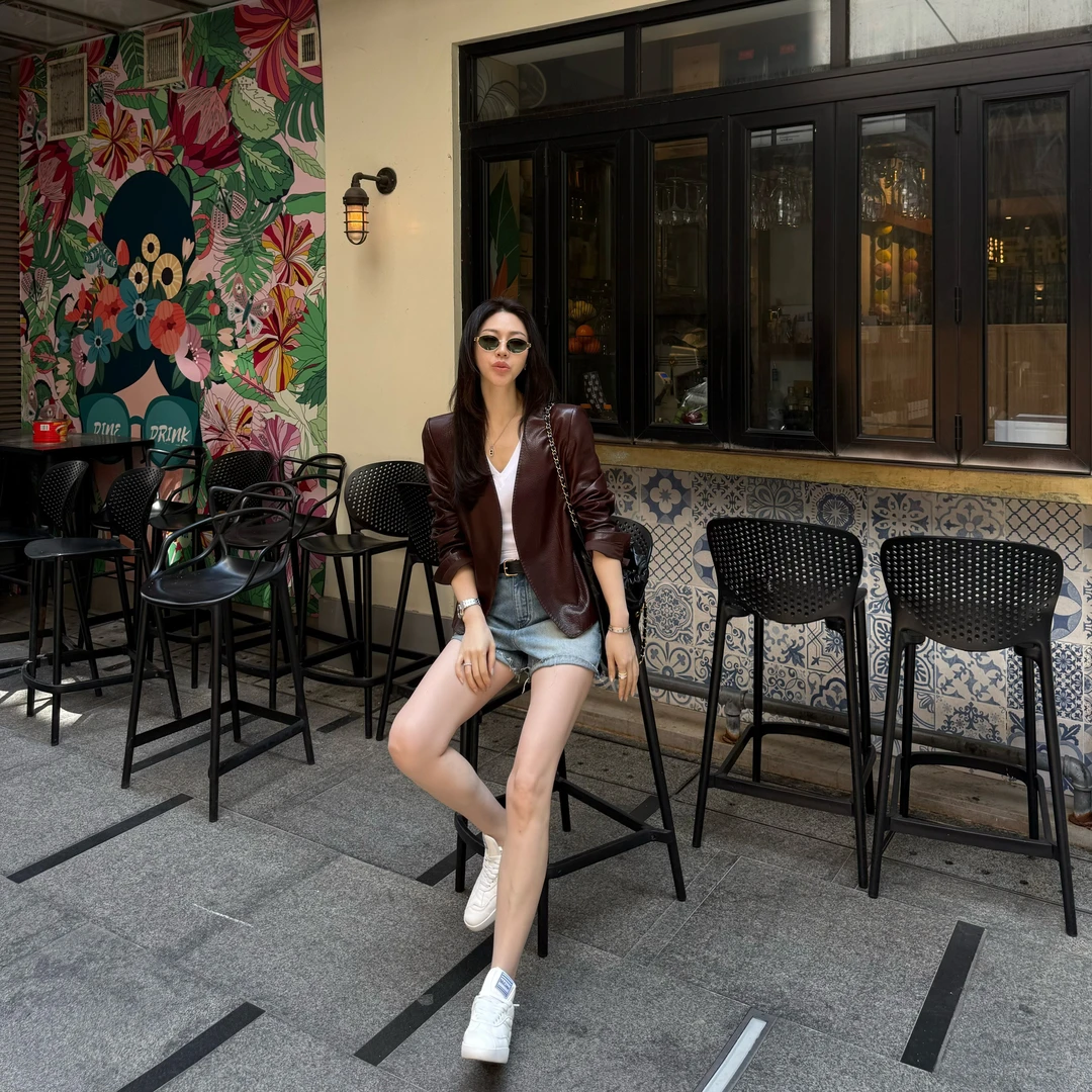 王嬛嬛MsLime25年新款【热辣纳西】进口棉蓝色牛仔短裤 HD2A0932