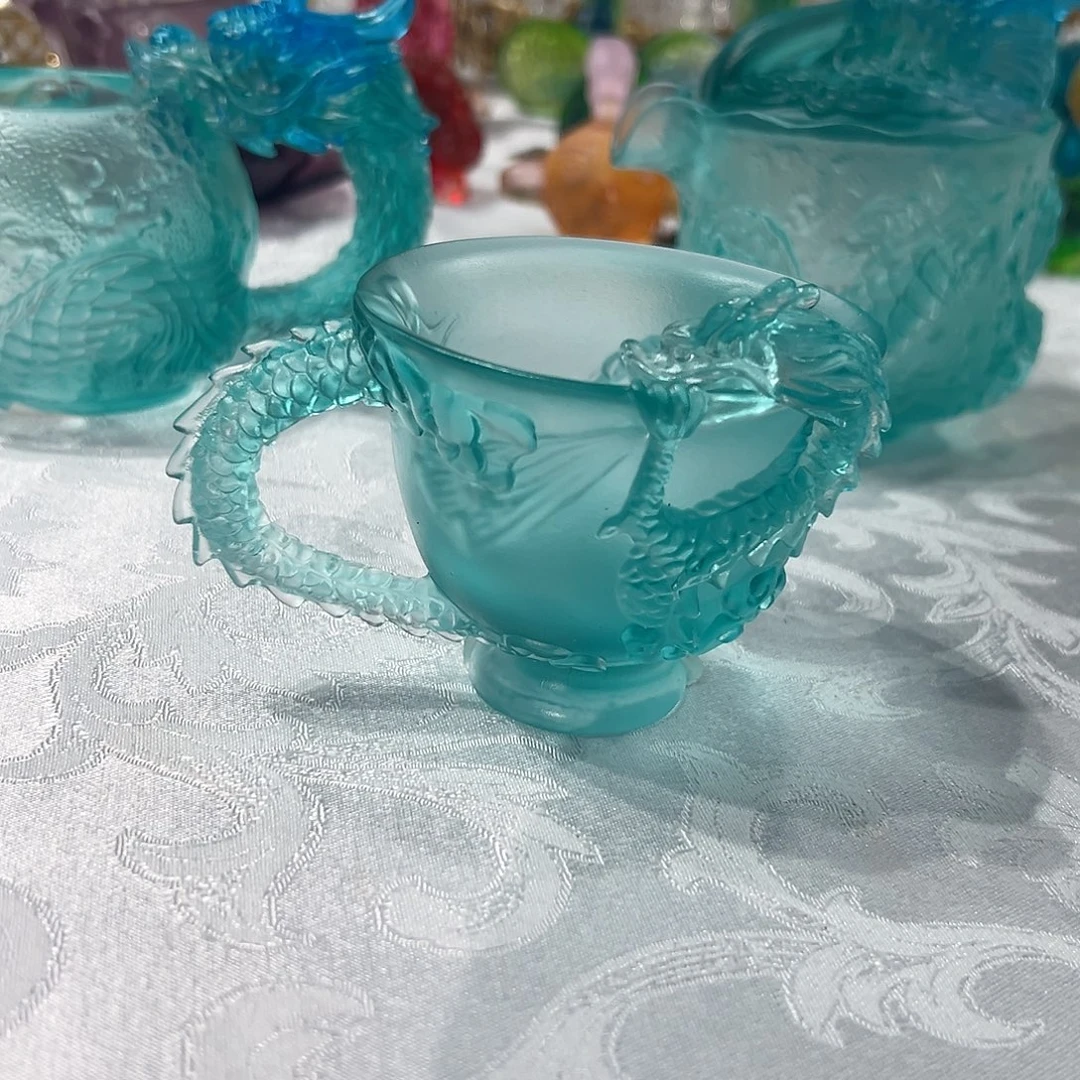 陶瓷QAA334冰蓝色龙纹茶杯
