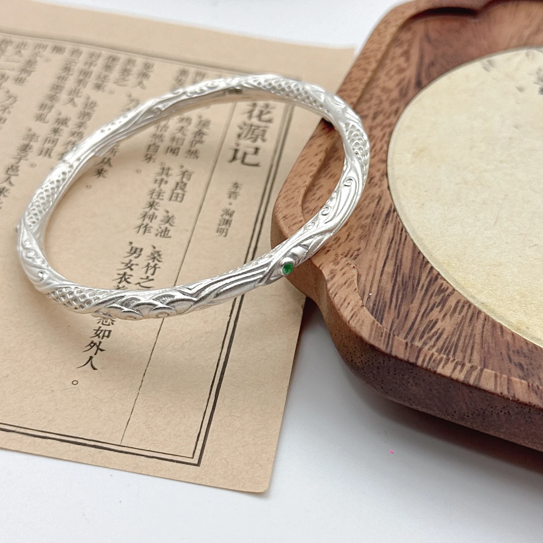 足银手镯 银9999哪吒魔童乾坤圈银手镯男女镯子国风古法实心镯