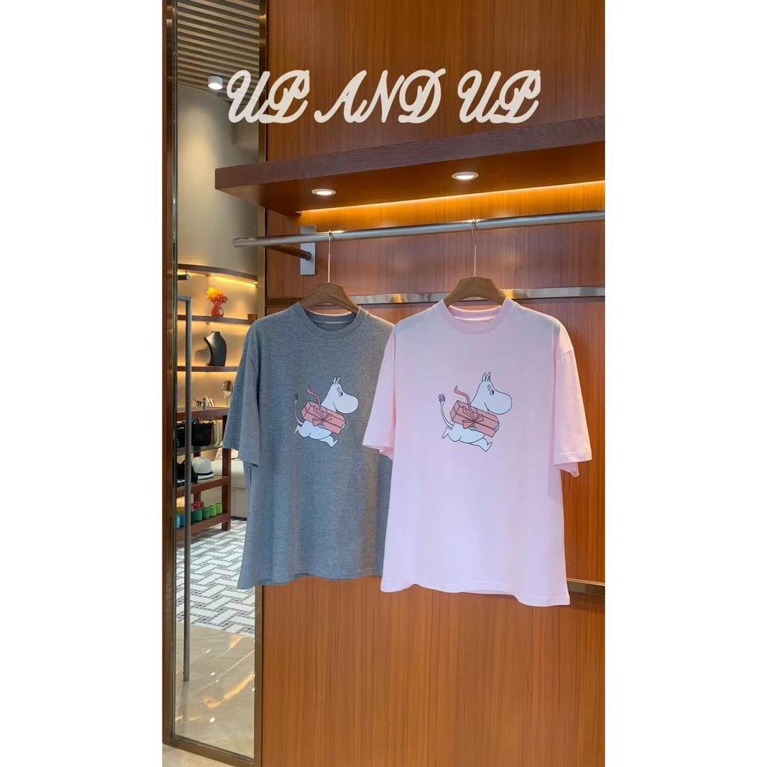 ‘跑去见你’卡通河马印花圆领宽松显瘦时尚百搭短袖T