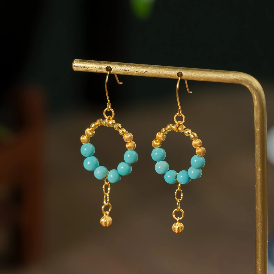 【世间臻宝】18K绿松石DIY耳钩/多样性发一件/Q1532/3mm/40