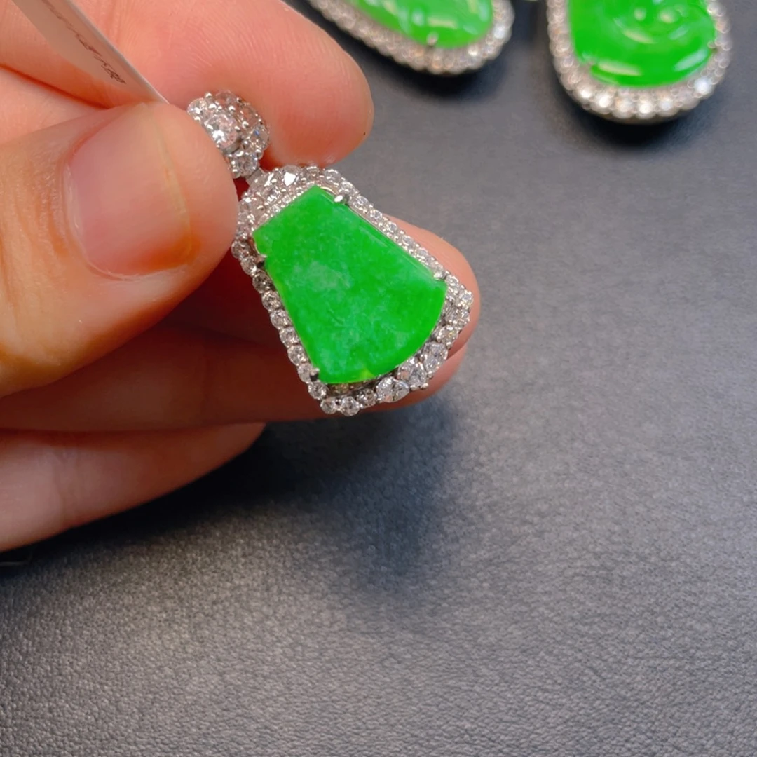 翡翠银S925镶嵌吊坠(不含链)