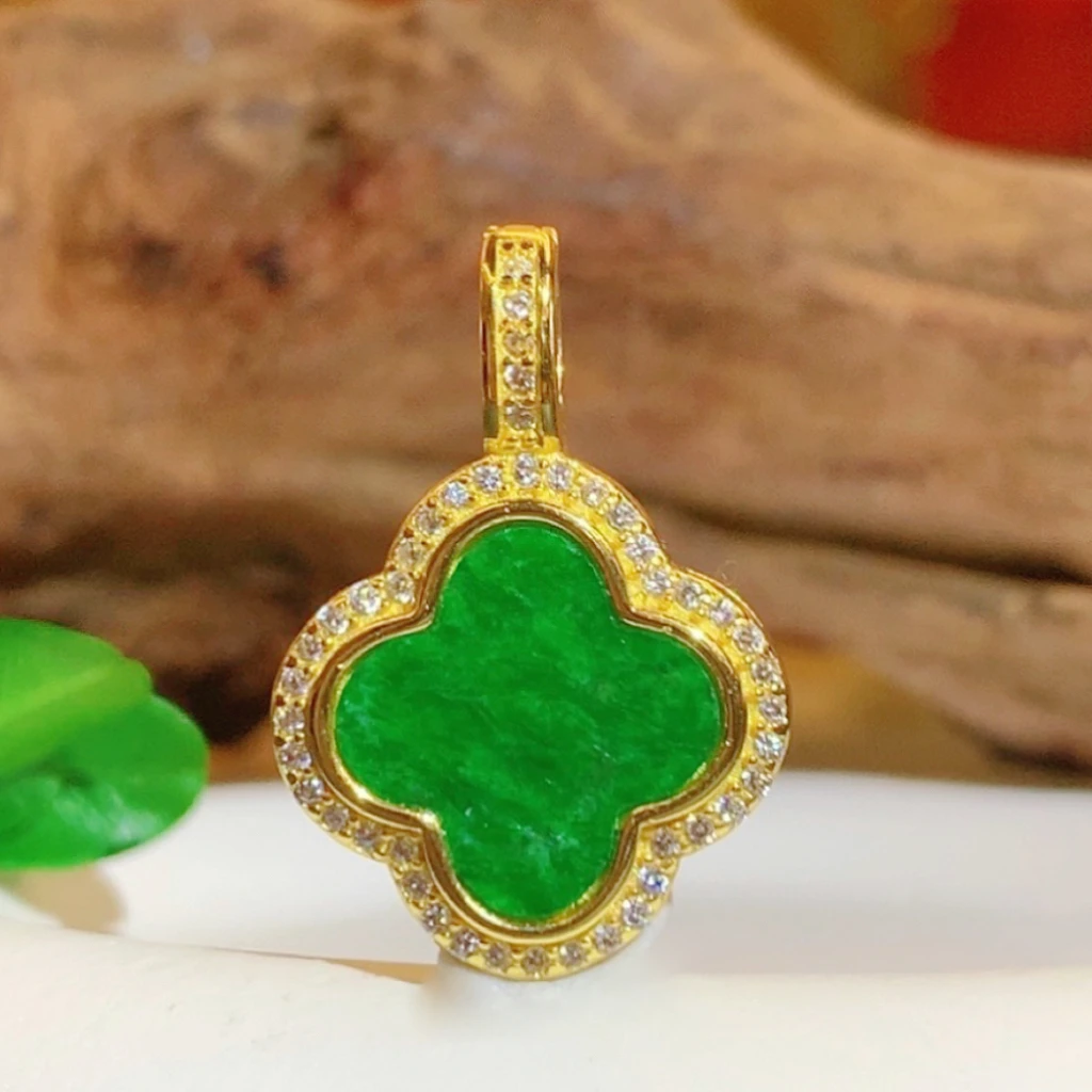 【陌玉精选】缅料A货翡翠百搭轻奢四叶草吊坠多样性一件s 万能扣