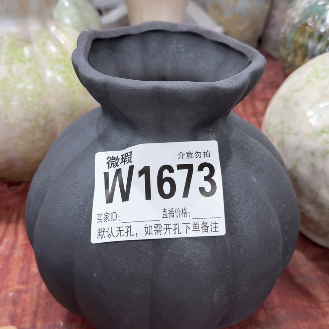 渡***_摆件景德镇高温花瓶编码1673高23口8默认无孔