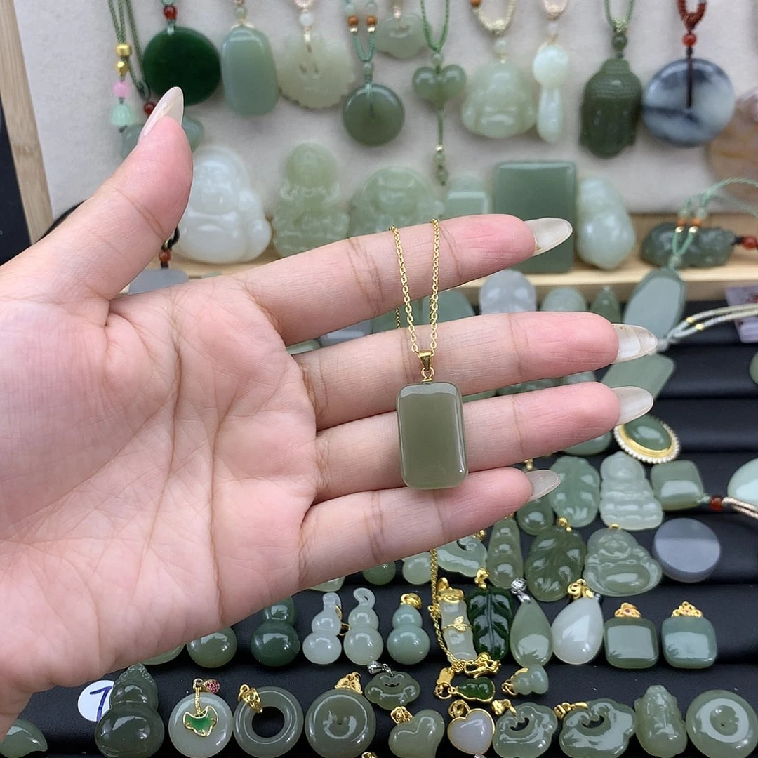 吊坠(不含链)银S925镶嵌和田玉