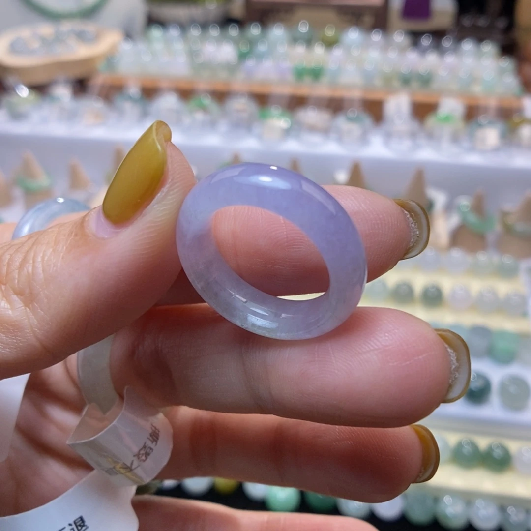 翡翠未镶嵌戒指13号粉紫