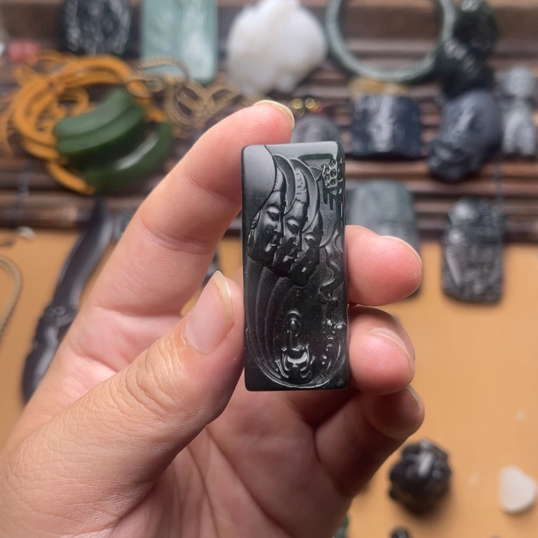 和田玉未镶嵌挂件听*