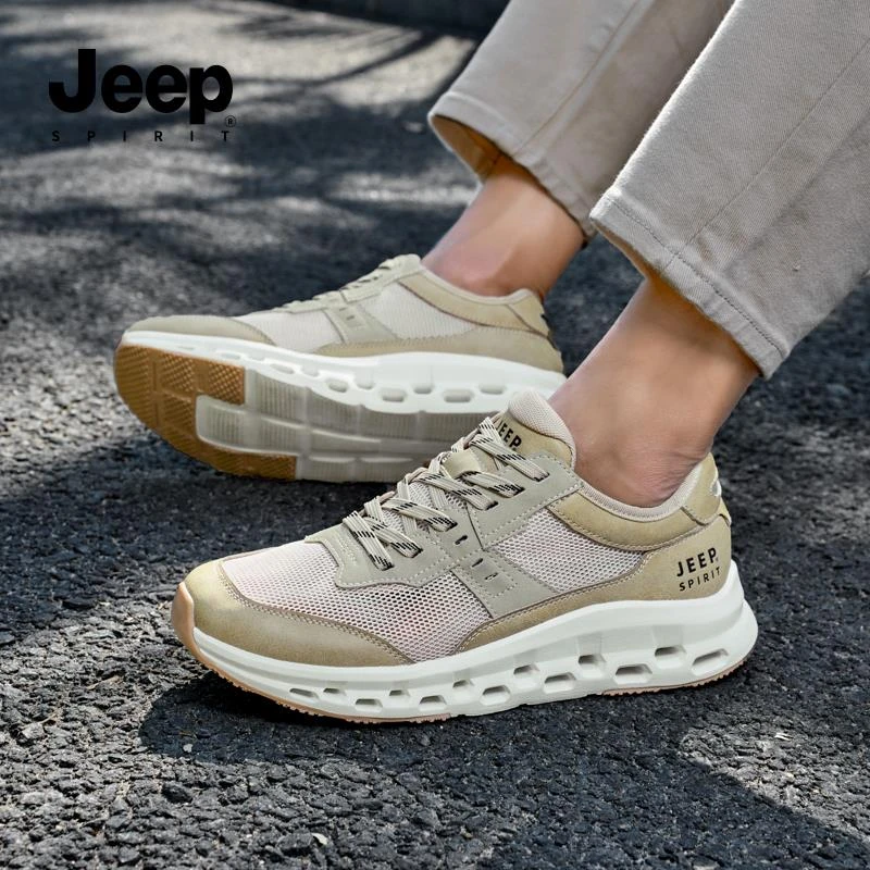 JEEPSPIRIT春季厚底增高透气时尚休闲鞋软底运动鞋鞋子时尚飞织鞋