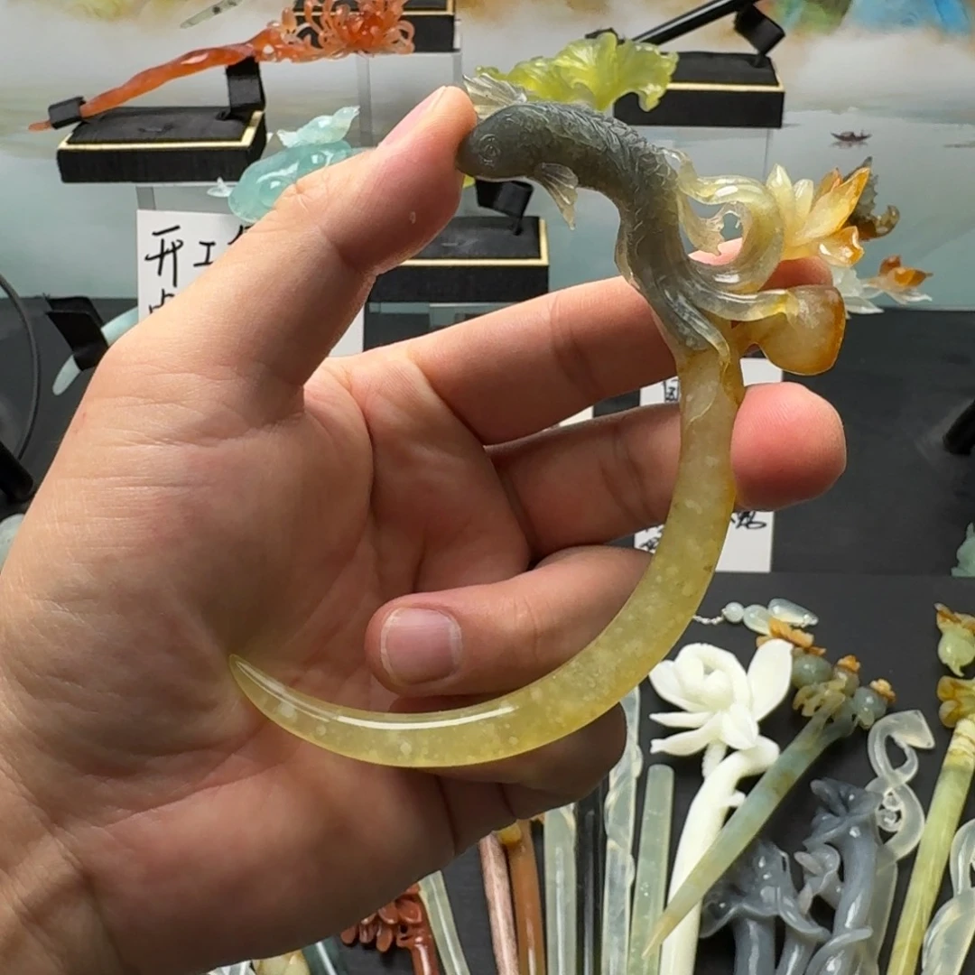 岫玉发饰未镶嵌明君玉簪就是好看
