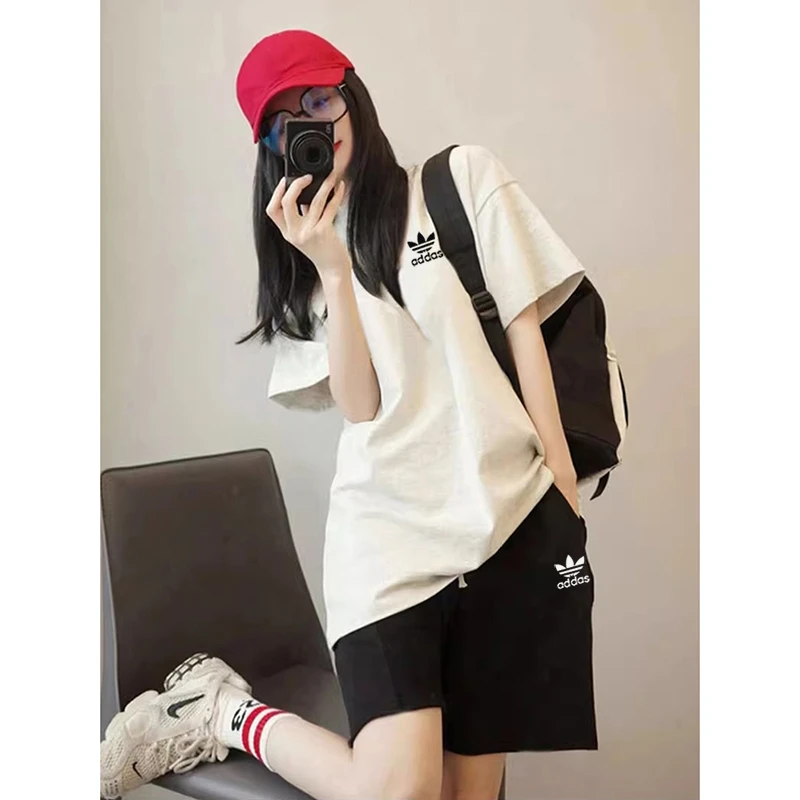 官方正品奥特莱斯纯棉运动套装宽松两件套2025新款短袖T恤短裤潮A