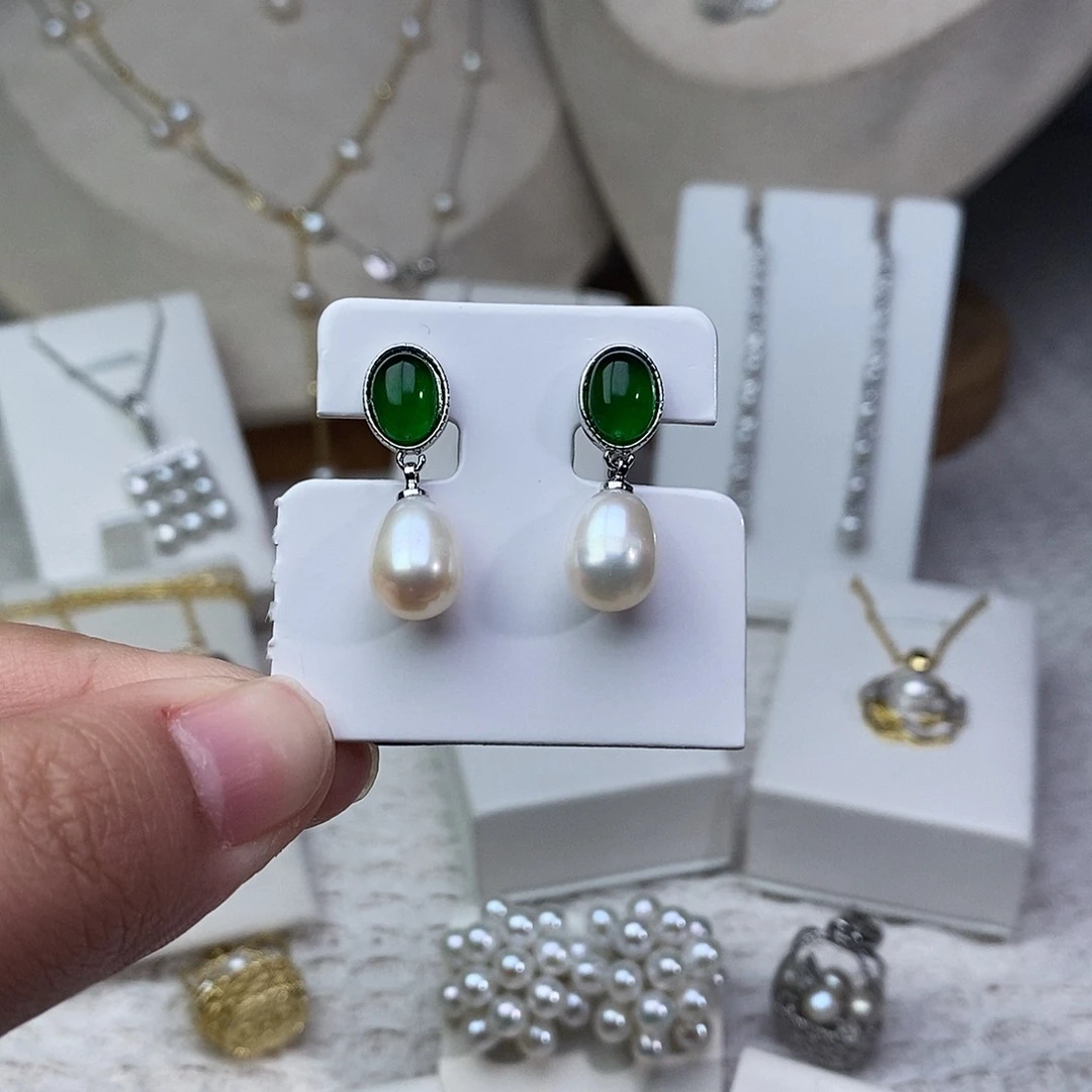 淡水珍珠耳饰银S925镶嵌