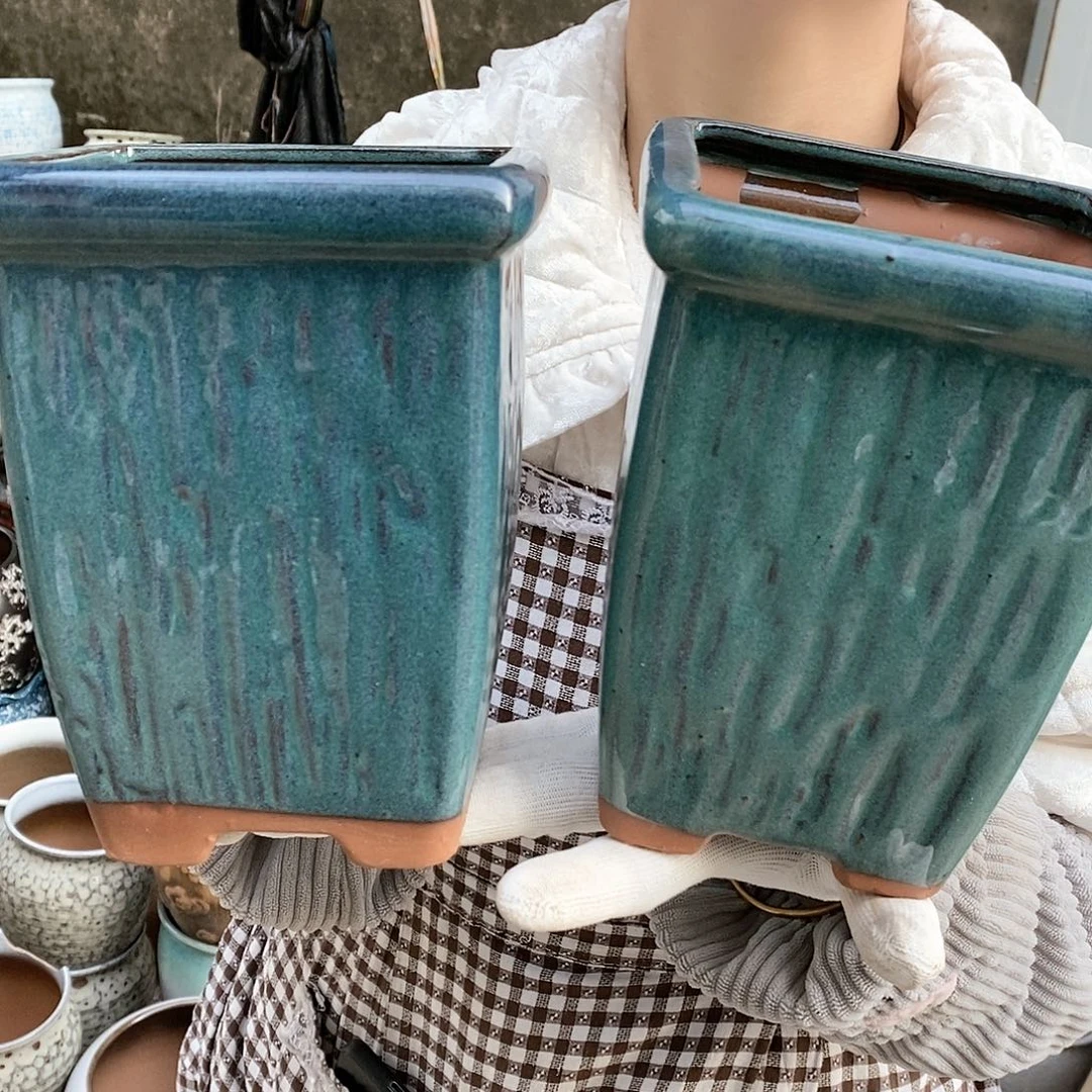 紫砂花盆瑕疵口14高19瑕疵