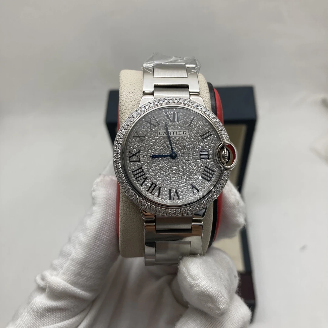 99新 Cartier/卡地亚 36mm卡地亚蓝气球后镶钻后配满钻盘石英腕表