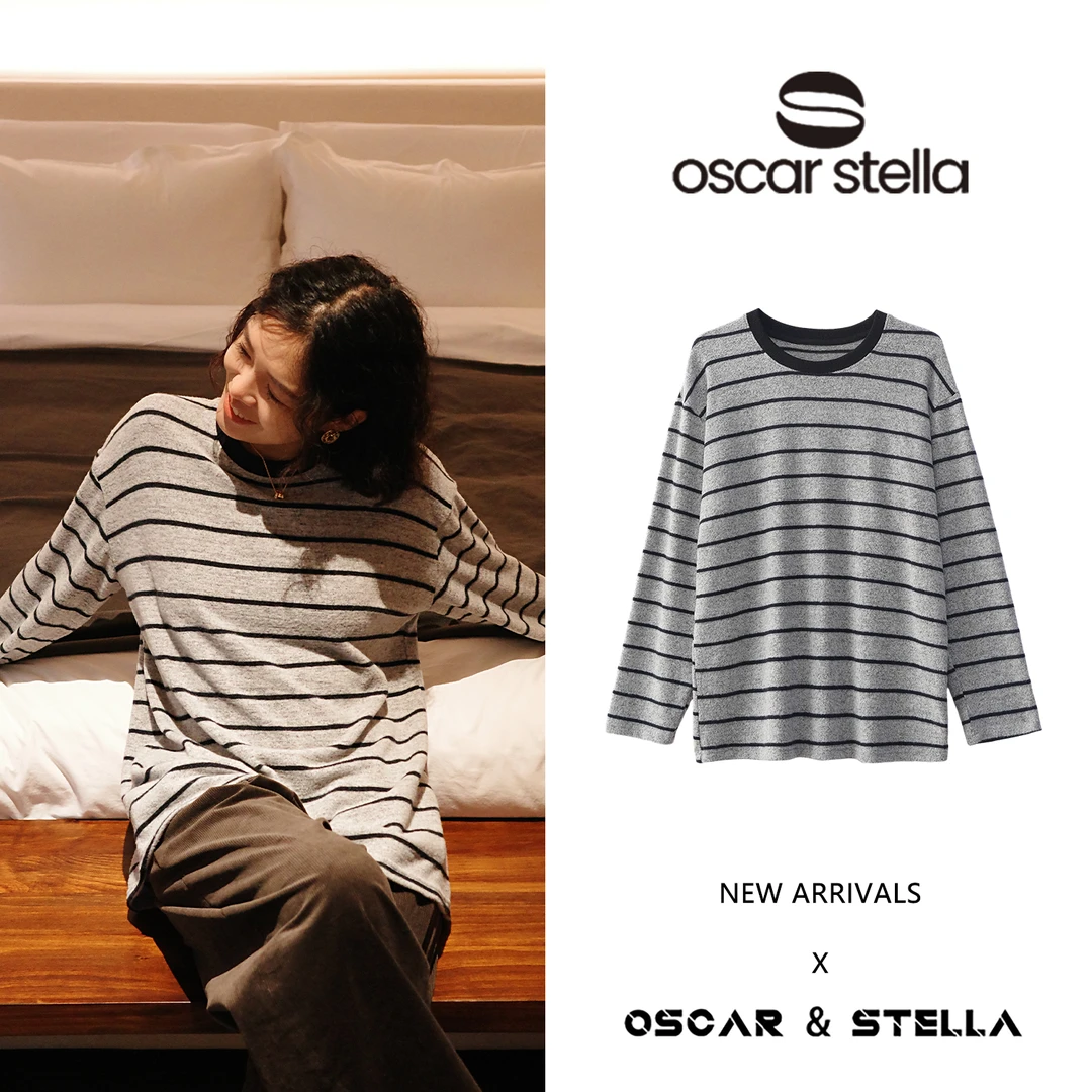 OSCAR&STELLA【平行时空】2025早春新品韩百搭条纹上衣134 98172