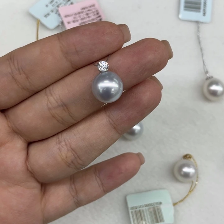 海水珍珠18K金镶嵌颈饰澳白12-13mm29