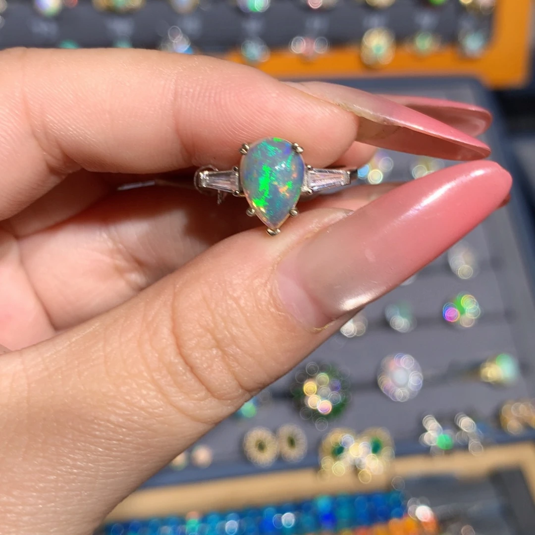 银S925镶嵌欧泊欧泊戒指l